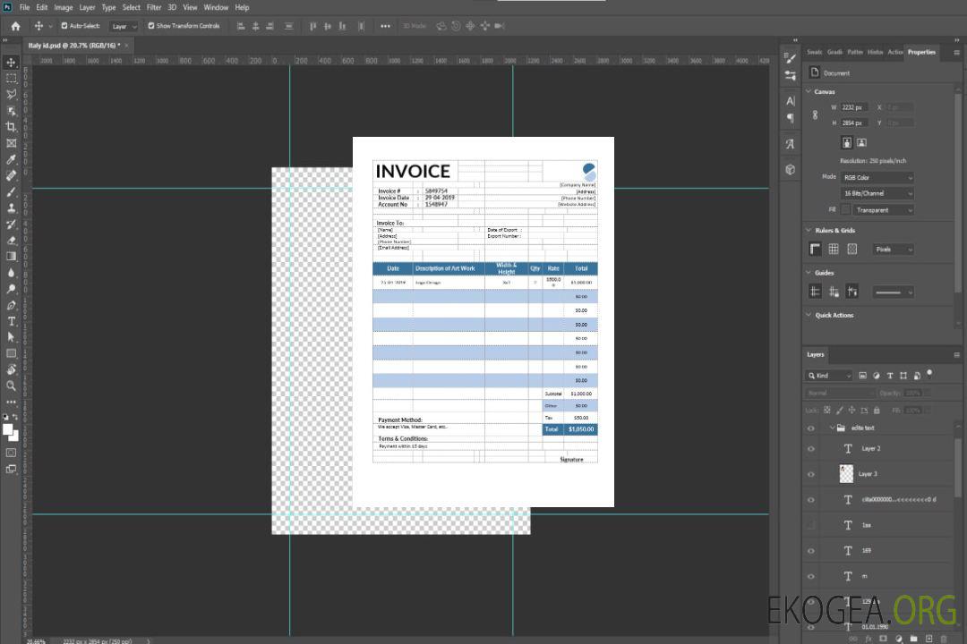 Modèle de facture d'artiste template Modèle de facture d'artiste template